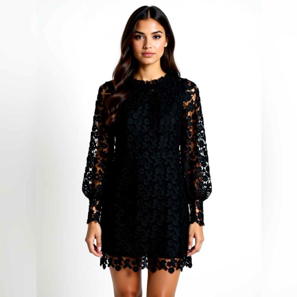 Chic Black Floral Lace Dress